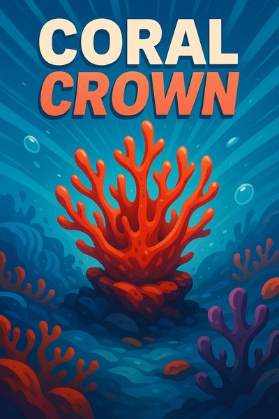 Vibrant Coral Crown Illustration with Dynamic Elements