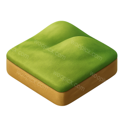 3D Rolling Plain Icon with Grass Texture
