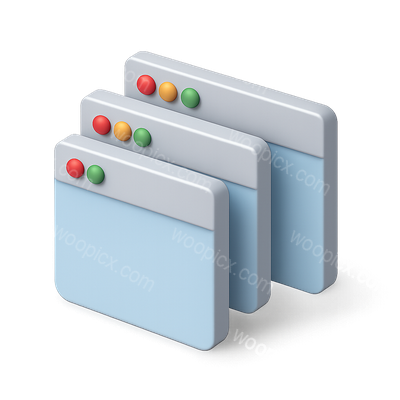 3D Icon of Overlapping Windows with a Volumetric Feel