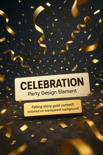 Gold Confetti Celebration Design Element for Party Themes