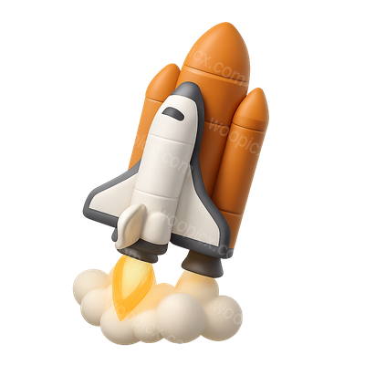 3D Space Shuttle Launch Icon in Isometric View