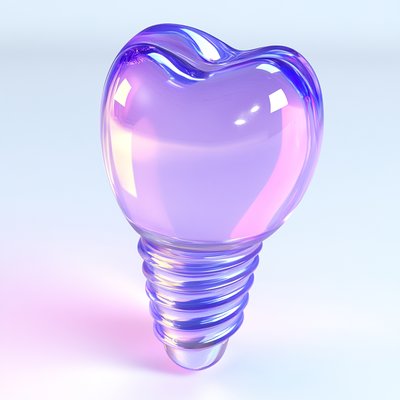 Stylized 3D Dental Implant with Glossy Finish