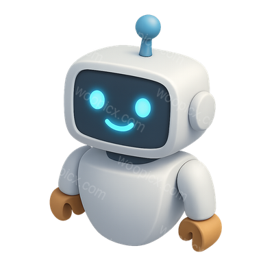 Cute 3D RPA Robot Icon with Volumetric Design