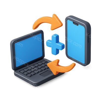 3D Icon Representing Data Transfer Between Devices