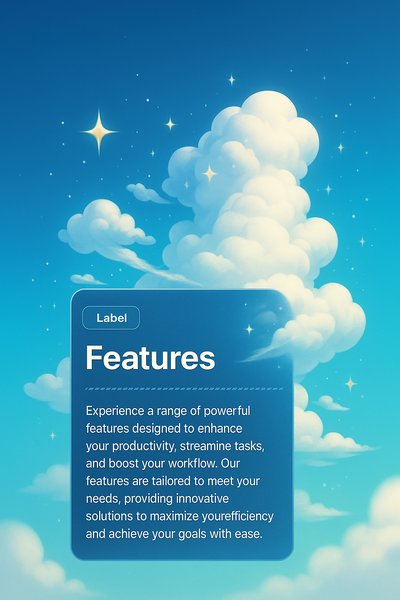 Dreamy Summer Sky with Fantasy Clouds and Features Block