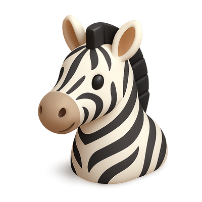 3D Zebra Icon Design with Stripes and Isometric View