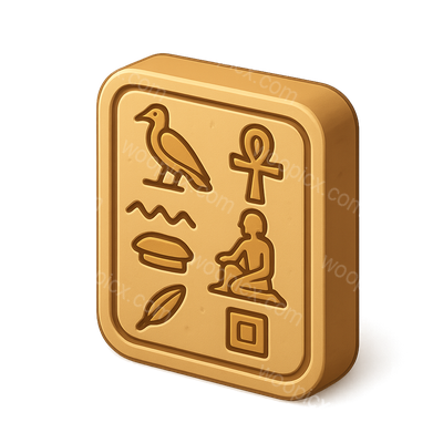 Stylized 3D Egyptian Hieroglyph Icon in Gold
