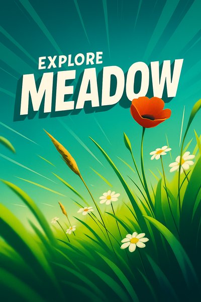 Vibrant Meadow Scene with Dynamic Elements