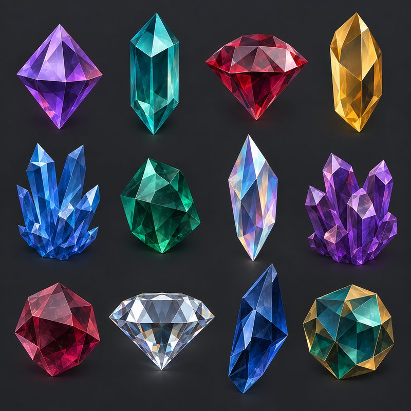 Low-poly gem design elements