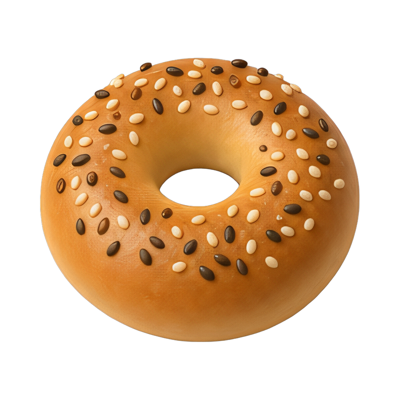 freshly baked bagel with seeds