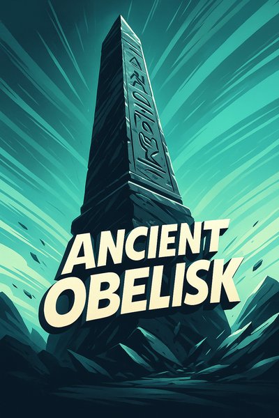 Dynamic Ancient Obelisk Illustration with Bold Typography