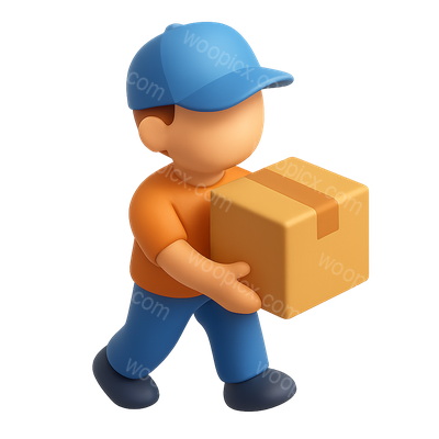 3D Icon of a Person Delivering a Package in Isometric View