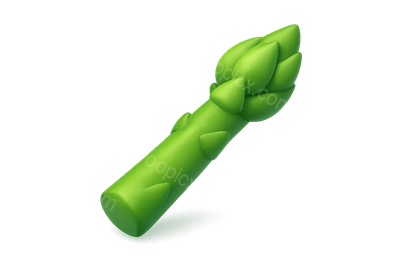 Stylized 3D Asparagus Icon in Isometric View