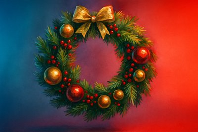 Realistic Christmas Wreath with Metallic Accents