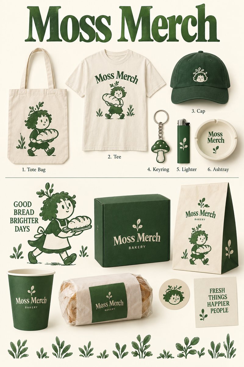 Moss Merch branding board
