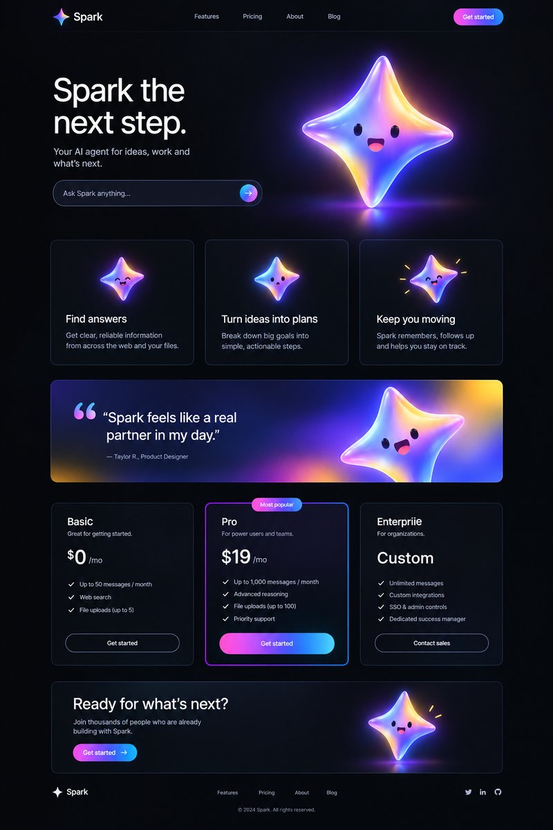 AI agent landing page design