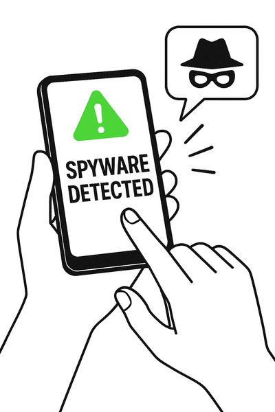 Illustrative Graphic of Spyware Detection Notification on Mobile Device