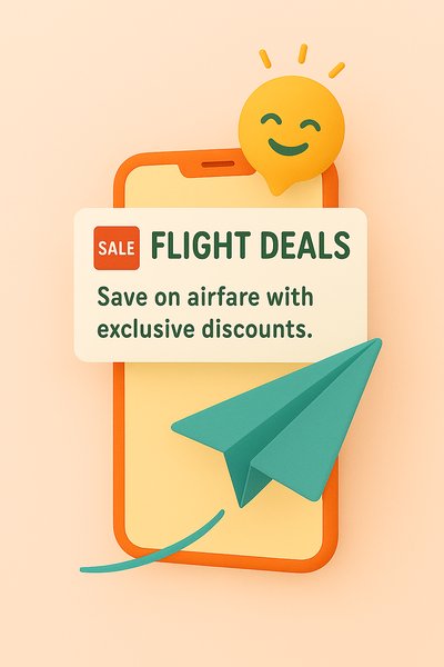 Colorful Promotional Graphic for Flight Deals