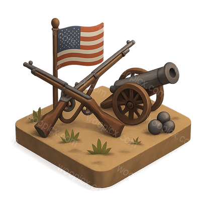 3D Civil War Icon Featuring Cannon and Rifles