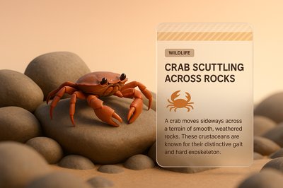 Realistic Crab Scuttling Across Smooth Rocks in Natural Habitat