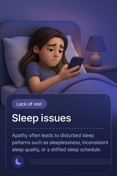 Apathy and Insomnia: Young Woman with Smartphone in Bed