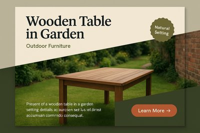 Elegant Wooden Table in Garden Setting - Outdoor Furniture