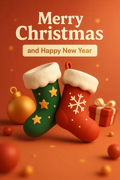 Festive 3D Christmas Greeting Card Design