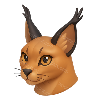 3D Caracal Ear Tufts Icon with Isometric View