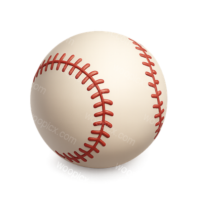 Stylized 3D Baseball Icon with Seams