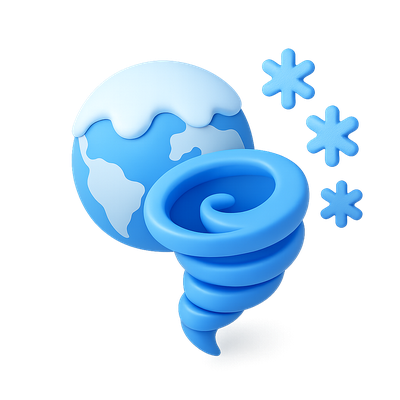 Stylized Tornado and Earth with Snow Elements