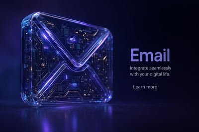 Hyperrealistic 3D Email Design with Glowing Circuitry