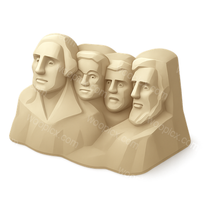 3D Icon Representation of Mount Rushmore Faces