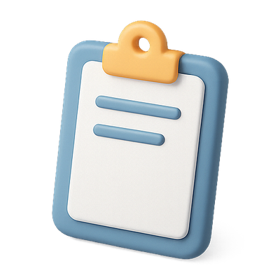 3D Clipboard Icon with Minimalist Design