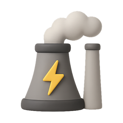 3D Illustration of a Power Plant Smoke Stack