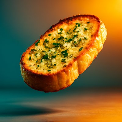 Dynamic Garlic Bread with Realistic Lighting and Composition