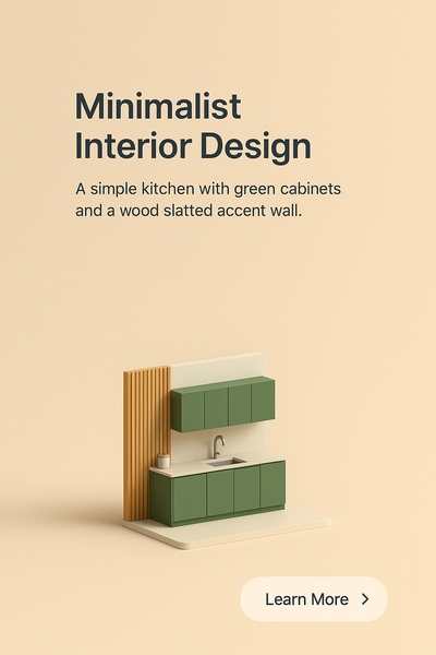 Minimalist Kitchen Interior Design in Green and Wood