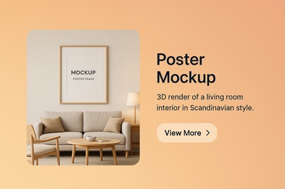 Scandinavian Living Room Mockup with Poster Frame