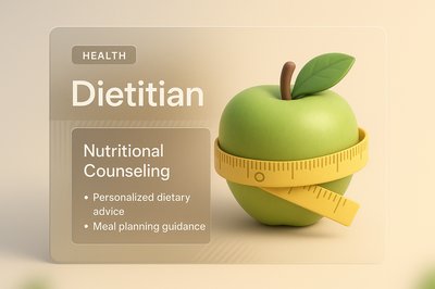 Stylish Dietitian Card Design with 3D Apple Representation