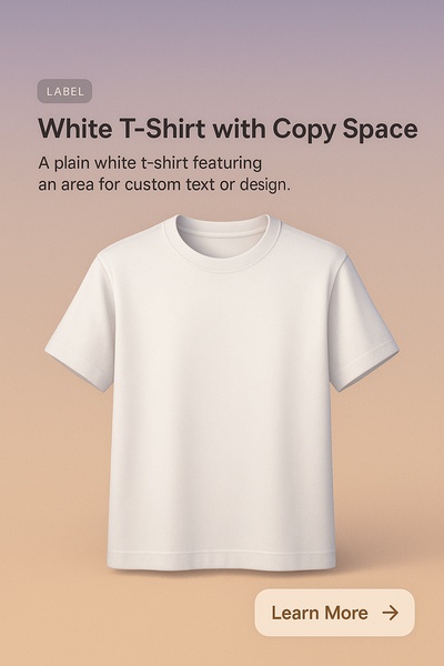 Detailed 3D Illustration of a White T-Shirt with Copy Space
