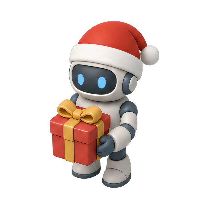 festive robot with gift