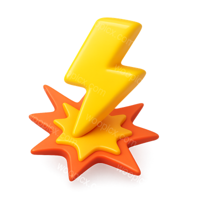 Vibrant 3D Lightning Icon with Explosive Effect