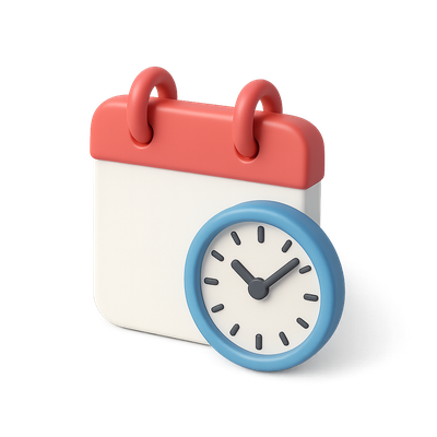 Stylish 3D Time Icon Featuring Calendar and Clock
