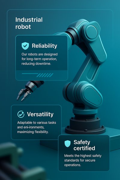 3D Illustration of an Industrial Robot with Feature Highlights