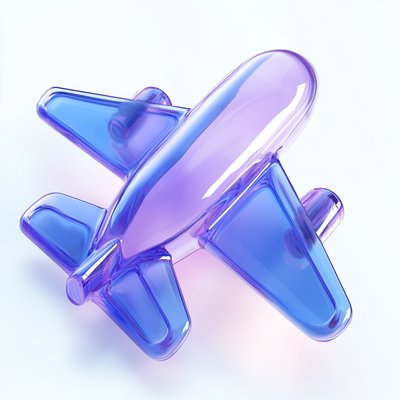 Stylized Transparent Airplane Model with Gradient Colors