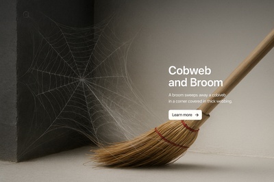 Broom Sweeping Away a Cobweb in Realistic Style