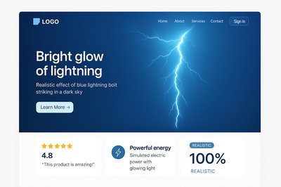 Modern Landing Page Design Featuring Lightning Effects
