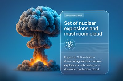 Dramatic 3D Illustration of Nuclear Explosions and Mushroom Cloud
