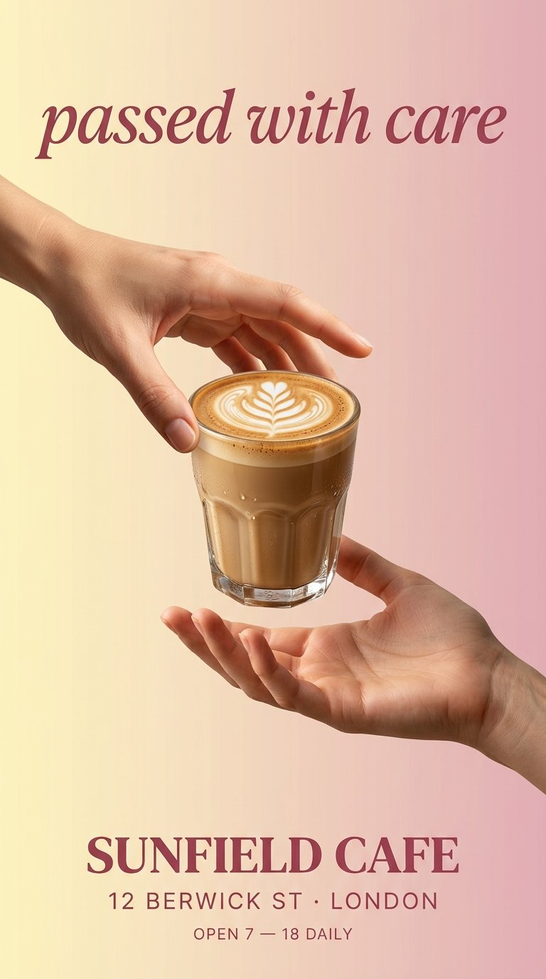 Levitating hands with coffee cup