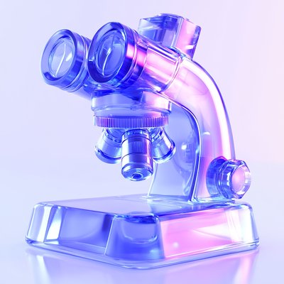 Stylized 3D Microscope with Vibrant Colors