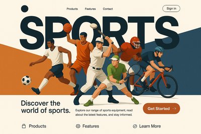 Modern Sports Landing Page Design with Dynamic Typography